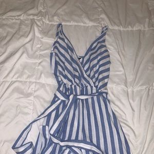 Blue and white striped dress